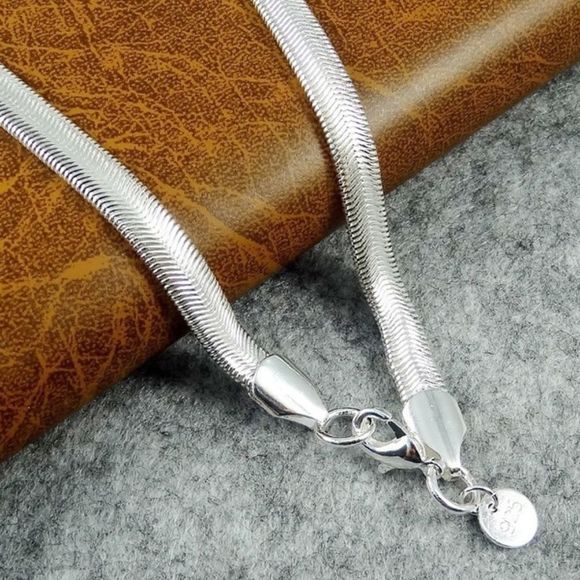 CLOSEOUT GIFT 925 Sterling Silver 6MM Flat Snake Herringbone Chain Necklace 20" - Picture 7 of 8